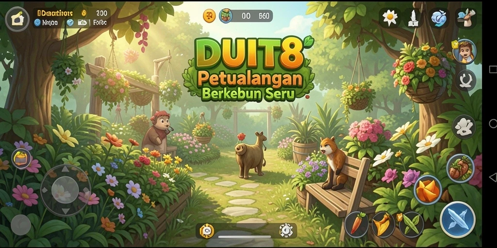 Tampilan gameplay DUIT8 yang seru dan mengasyikkan saat bertani.