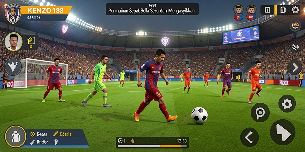 Tampilan gameplay menarik dari KENZO188 saat pertandingan sepak bola.