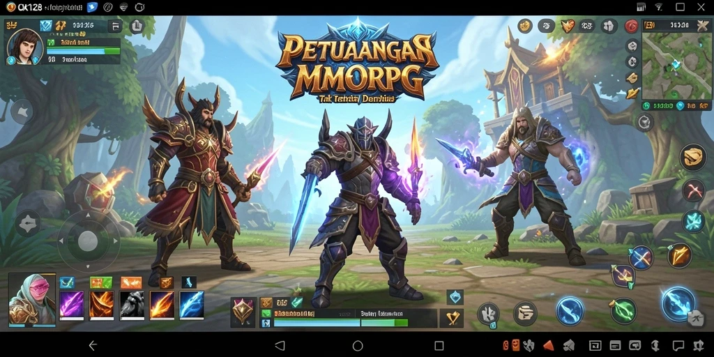 Gameplay OLX128 menampilkan pertempuran epik dalam dunia MMORPG yang menakjubkan.